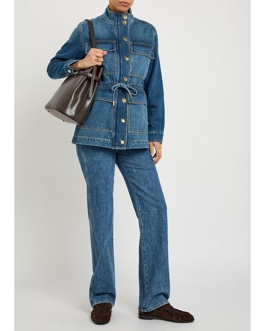 Veronica Beard Blue Truman Drawstring Denim Jacket