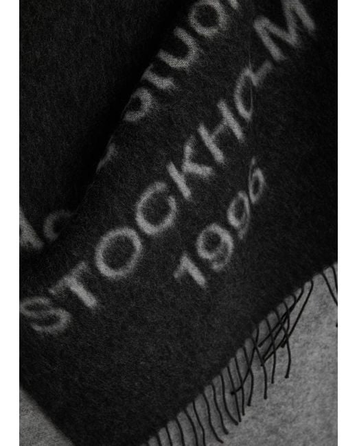 Acne Black Venus 1996 Logo-Intarsia Wool Scarf