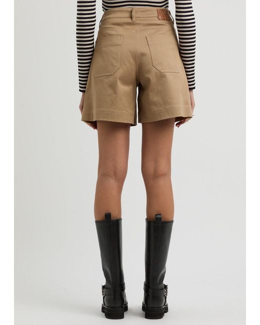 Moncler Natural Stretch-Cotton Twill Shorts