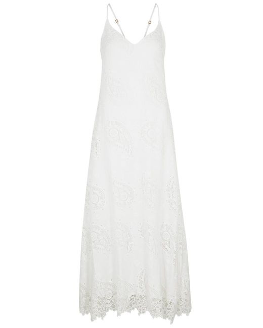 Desmond & Dempsey White Paisley Broderie-anglaise Jersey Nightdress