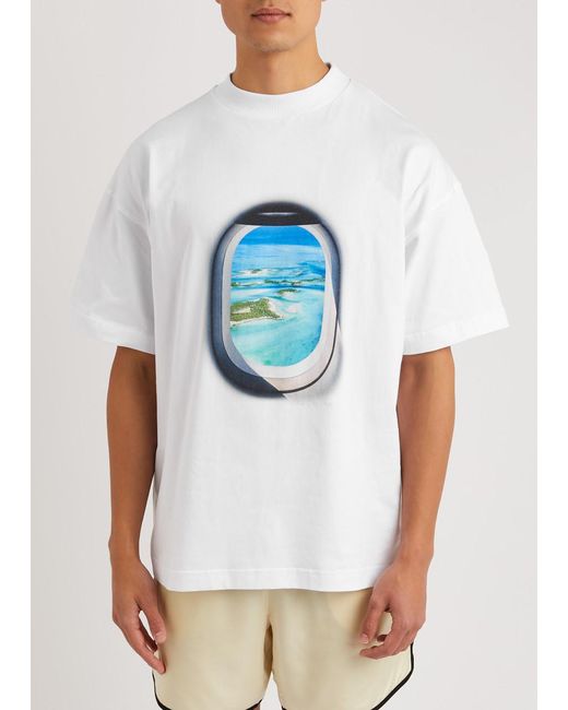 BLUE SKY INN Blue Jet Island Printed Cotton T-shirt for men