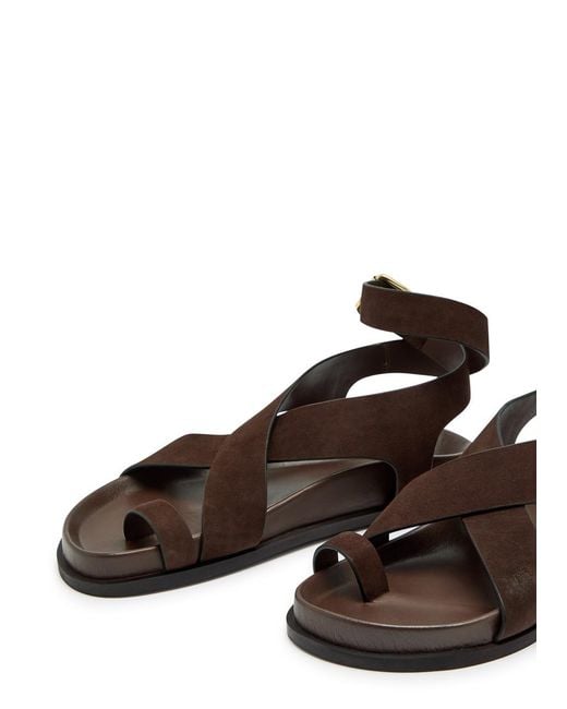 A.Emery Brown Jalen Cross-Over Suede Sandals