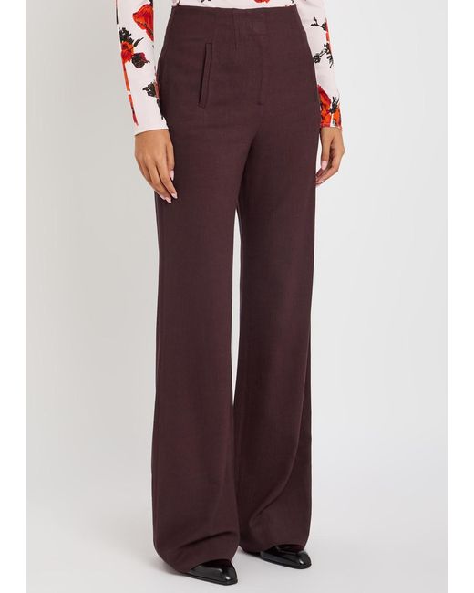 Veronica Beard Purple Jude Wide-Leg Woven Trousers