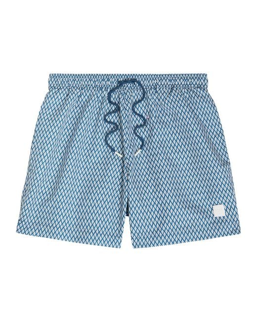 Boss Blue Patterned Shell Swim Shorts for men