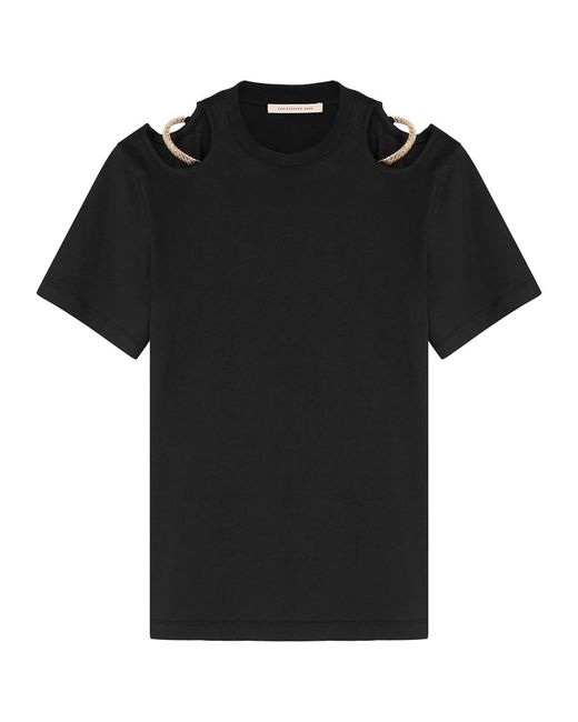 Christopher Kane Black Chain-Embellished Cotton T-Shirt