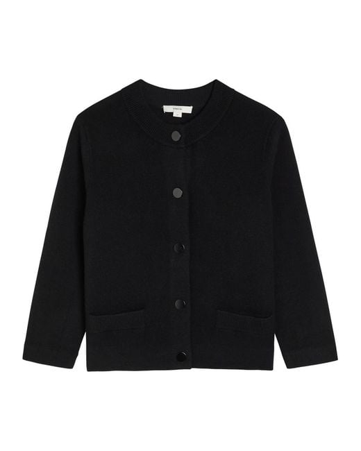 Vince Black Shrunken Snap Wool-Blend Cardigan