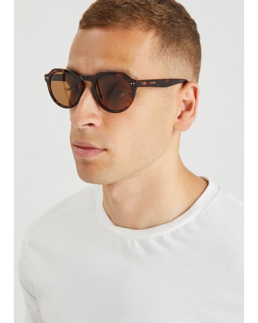 Céline Brown Tortoiseshell Round-Frame Sunglasses
