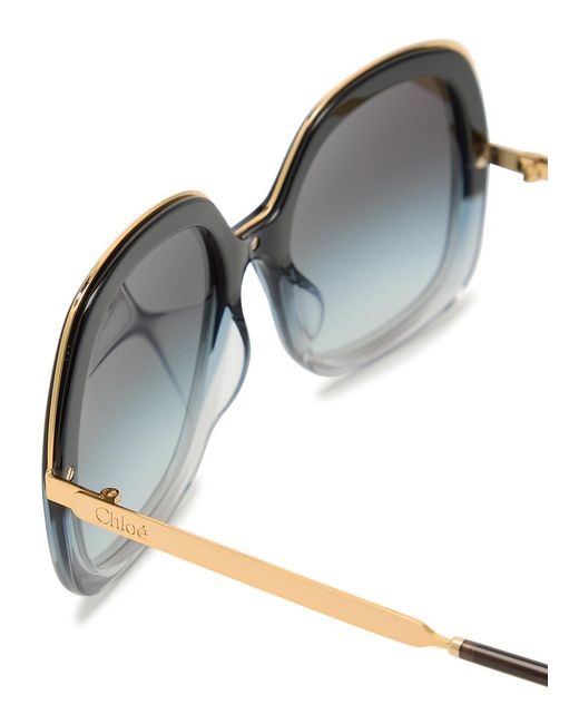 Chloé Gray Oversized Square-Frame Sunglasses
