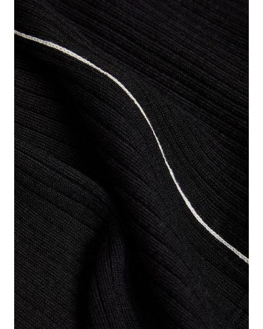 Maria McManus Black Ribbed Turtle-Neck Merino Wool Top