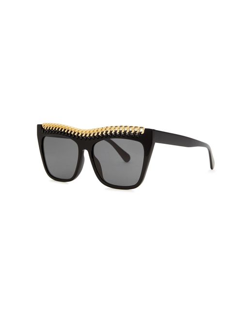 Stella McCartney Black Chain-Embellished Wayfarer-Style Sunglasses