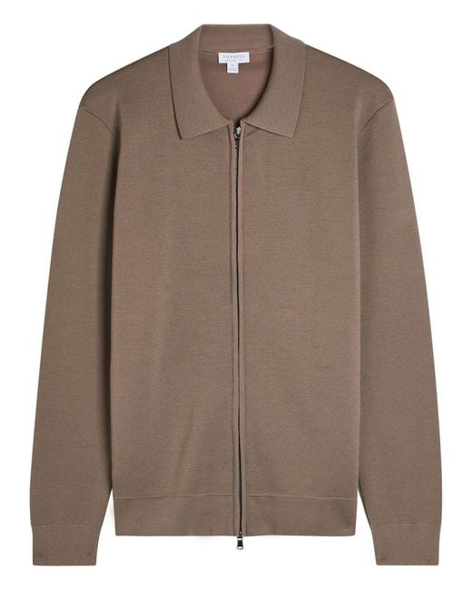 Sunspel Brown Merino Wool Jacket for men