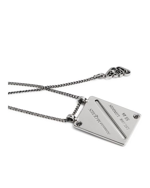 Alexander McQueen Metallic Identity Tag Engraved Necklace for men