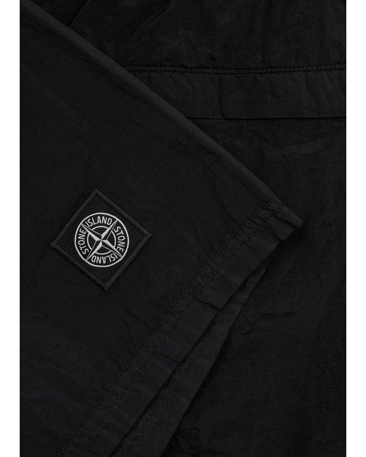 Stone Island Black Crinkled Nylon Swim Shorts for men