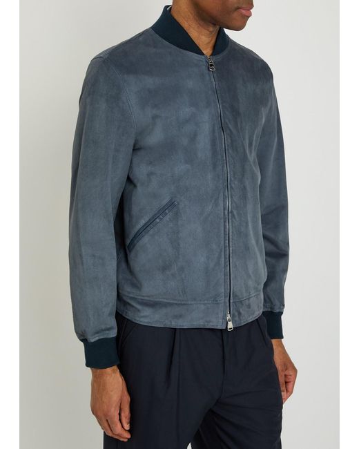 Valstar Blue Evans Suede Bomber Jacket for men