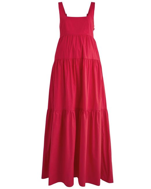 Bird & Knoll Red Zoe Cotton Maxi Dress