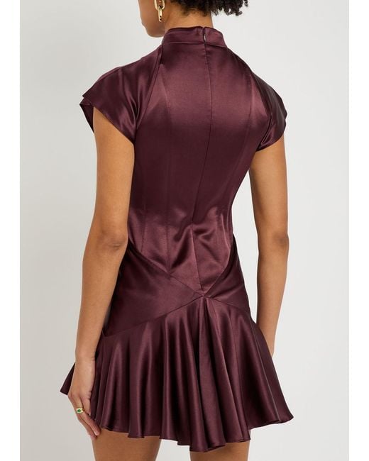 De La Vali Purple Alizee Panelled Silk-Blend Mini Dress