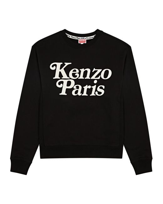 KENZO Black Logo-appliquéd Cotton Sweatshirt for men