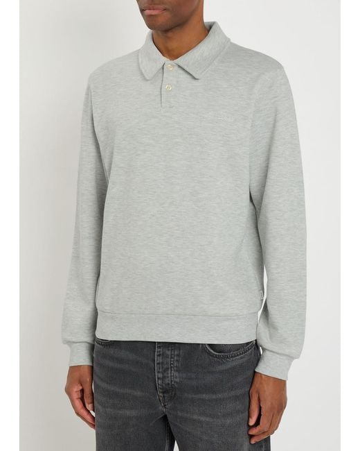 Les Deux Gray Ben Melange Cotton-Blend Polo Jumper for men