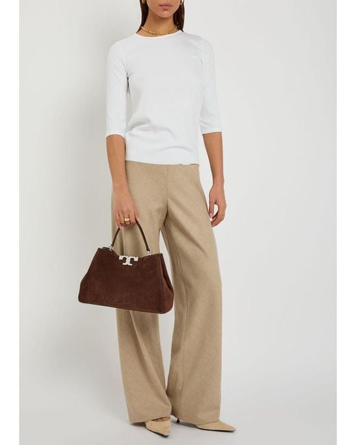 Vince White Ribbed Stretch-jersey Top