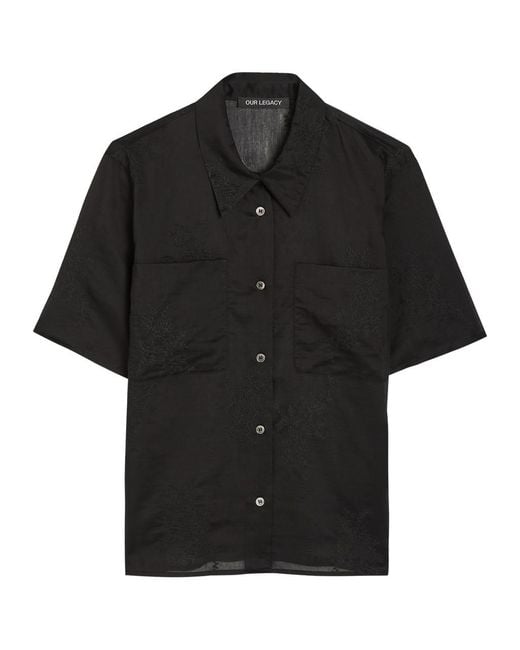 Our Legacy Black X-Ray Embroidered Semi-Sheer Chiffon Shirt