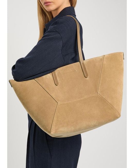 Brunello Cucinelli Brown Bead Medium Suede Tote