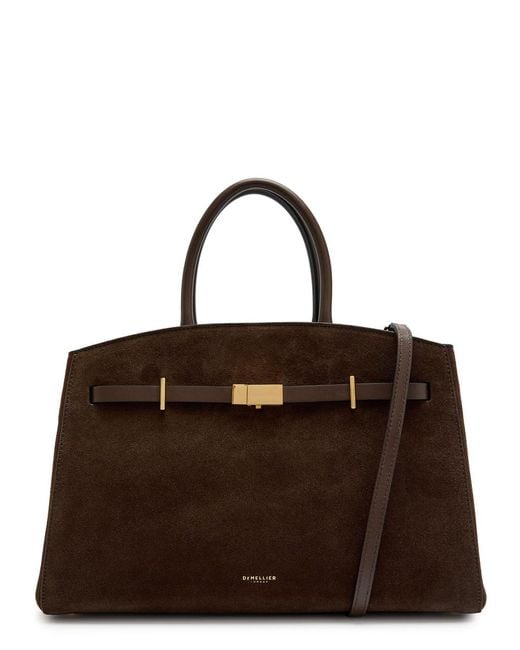 DeMellier London Brown The Hudson Midi Suede Top Handle Bag