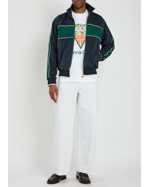 Casablanca Green Panelled Suede Track Jacket for men