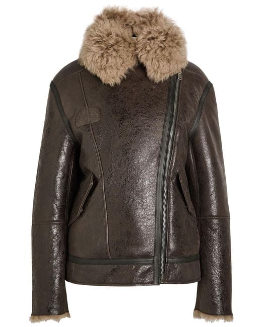 Acne Black Leather Shearling Jacket