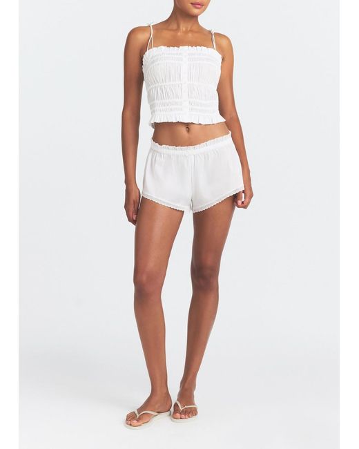 Skims White Ruffled Poplin Cami Top