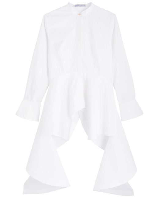 Palmer//Harding White Fervor Asymmetric Cotton-Blend Shirt