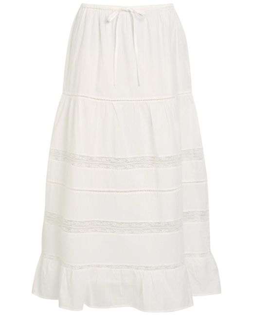Rails White Hettie Lace-Trim Cotton Maxi Skirt