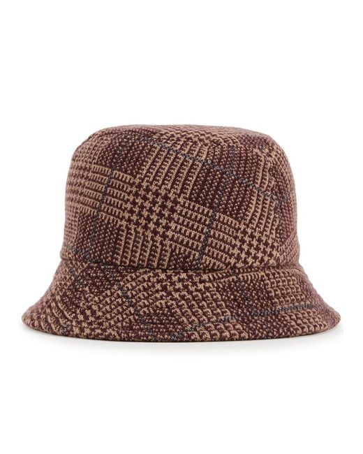 Inverni Brown Prince Of Wales Wool-blend Bucket Hat