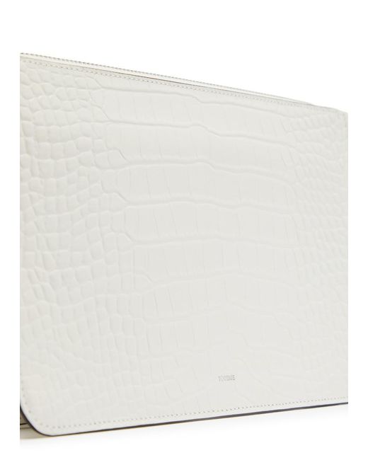 Totême  White Crocodile-Embossed Leather Clutch