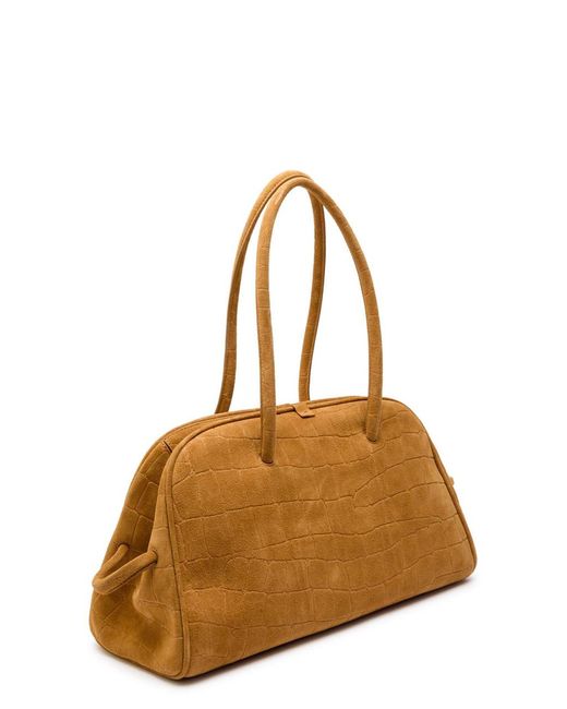 Jacquemus Natural Le Turismo Crocodile-Effect Suede Shoulder Bag