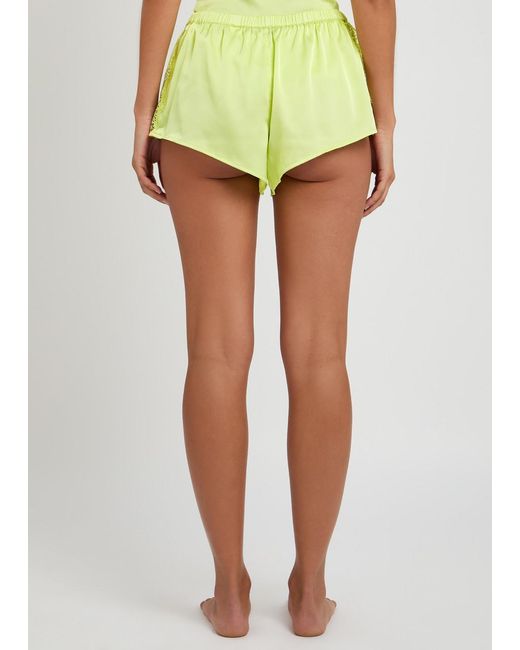 Simone Perele Yellow Satin Secrets Lace-Trim Satin Pyjama Shorts