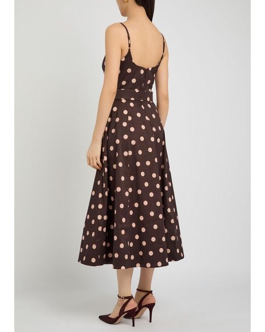 Rebecca Vallance Purple Vivianne Polka-Dot Slubbed-Poplin Midi Dress