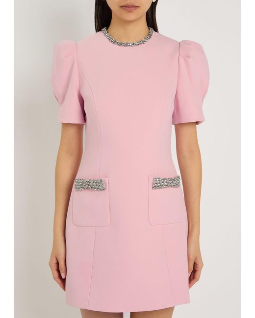 Rebecca Vallance Pink Nemy Crystal-Embellished Crepe Mini Dress