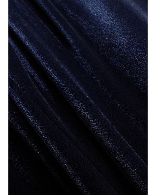 Talbot Runhof Blue Off-The-Shoulder Velvet Gown