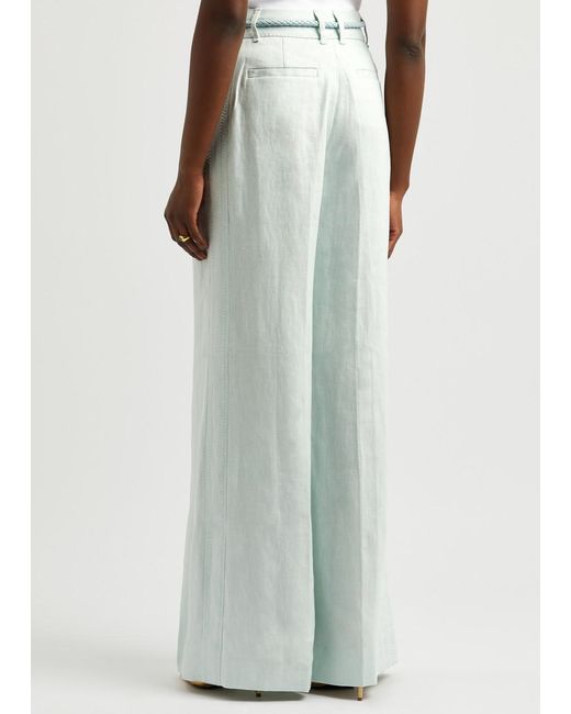 Zimmermann Blue Natura Belted Linen Trousers