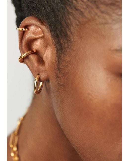 Missoma Metallic Tunnel Medium 18Kt-Plated Hoop Earrings