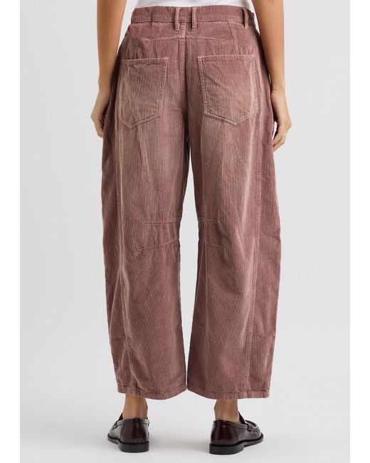 Free People Brown Good Luck Cropped Corduroy Trousers