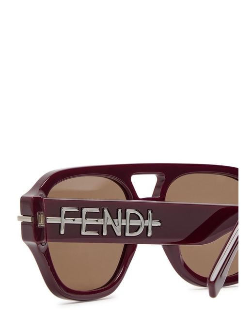 Fendi Brown Aviator-Style Sunglasses for men