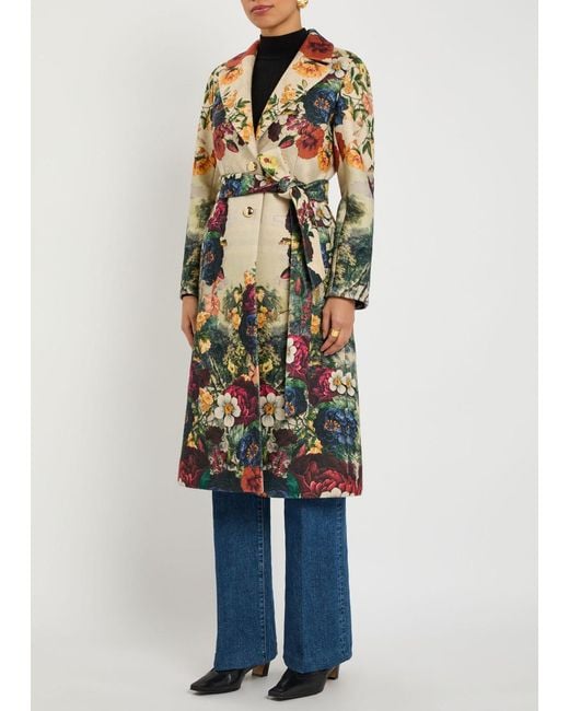 Alice + Olivia Multicolor Joelle Floral-Print Belted Coat