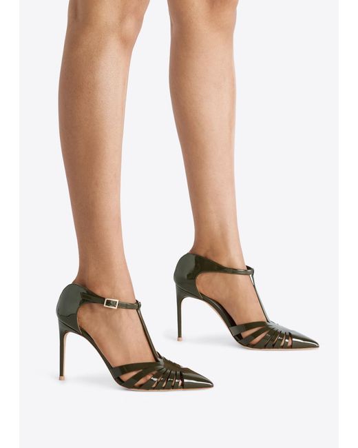 Malone Souliers Green Jennifer 90 Patent Heeled Mules