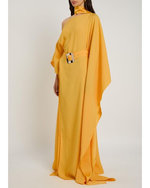 Taller Marmo Yellow Taylor Crepe Maxi Kaftan Dress