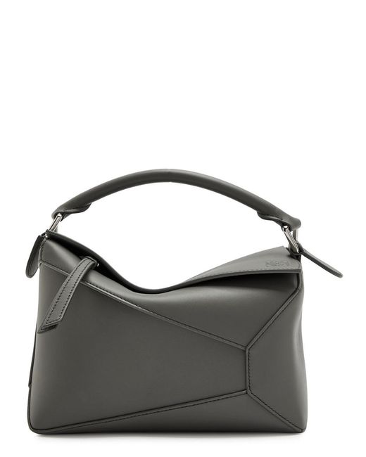 Loewe Gray Puzzle Edge Small Leather Top Handle Bag