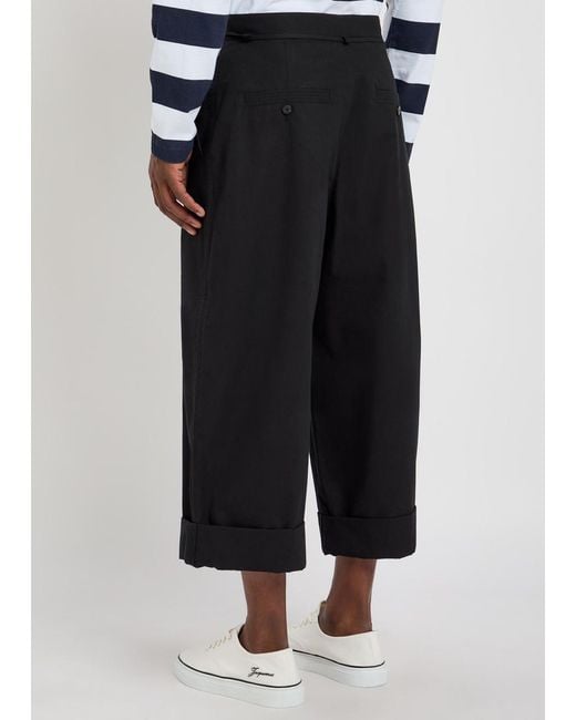 Jacquemus Black Le Pantalon Marin Cropped Wide-Leg Trousers for men