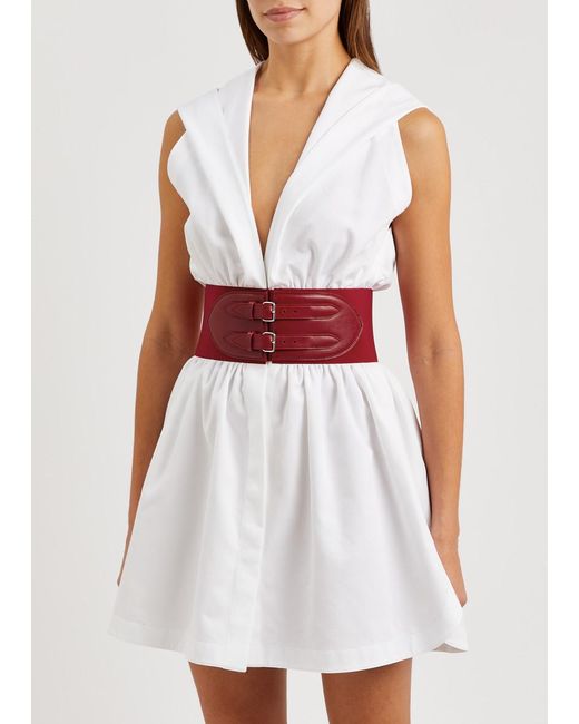 Alaïa White Alaïa Hooded Cotton Mini Dress