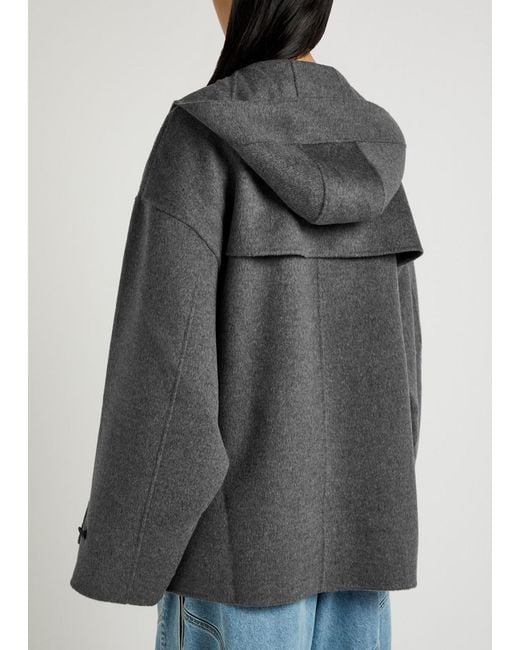 J.W. Anderson Gray Double-Breasted Hooded Wool Pea Coat