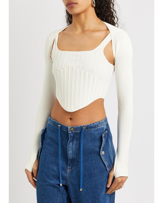 Dion Lee White Ribbed Stretch-knit Corset Top